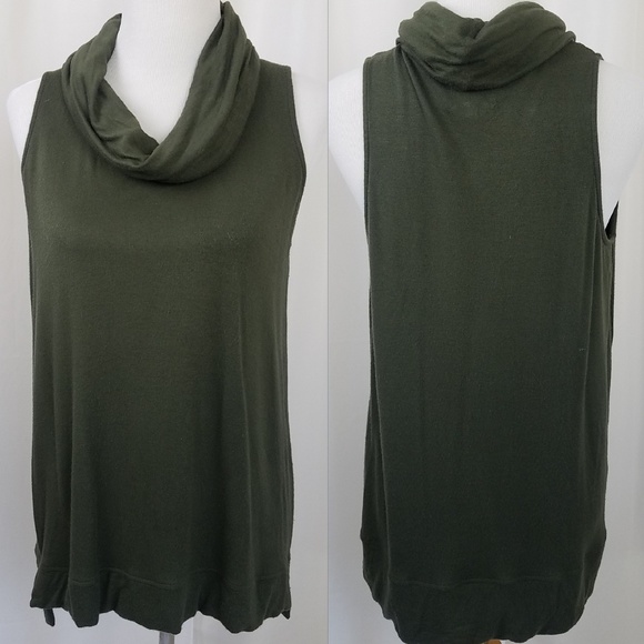 Lou & Grey Sleeveless Cowl Neck Top Medium Green - Picture 4 of 8